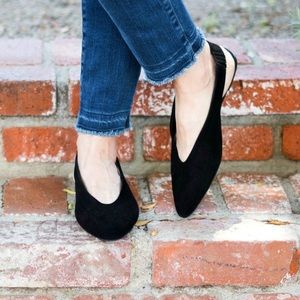 Everlane suede V slingback flats